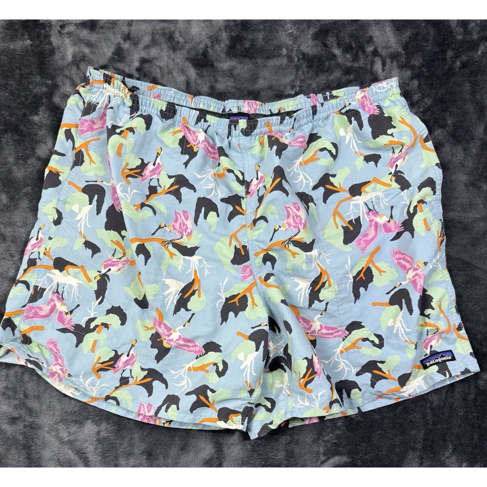 Patagonia Men's XXL Baggies Shorts Blue Bird Crane Print 6" Lined Swim